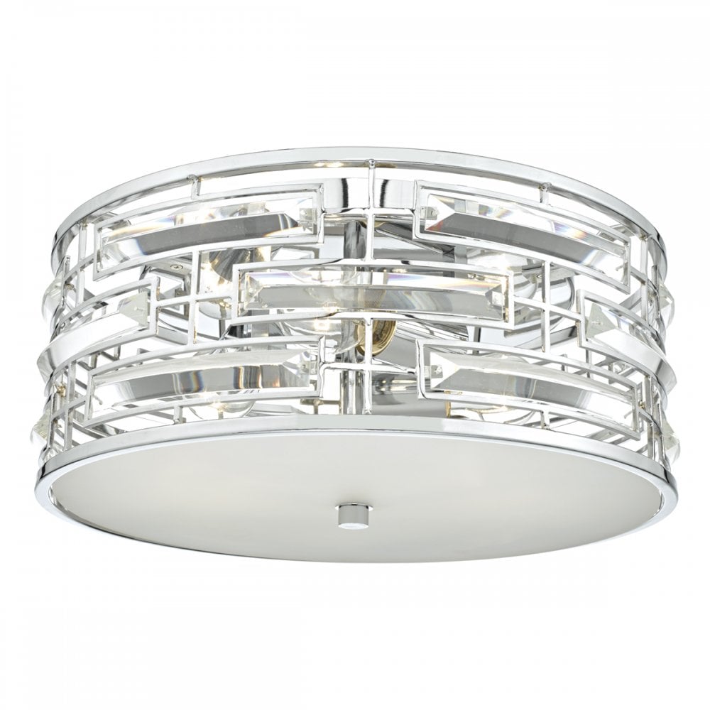 Seville 3lt Flush Polished Chrome & Crystal C/W Diffuser