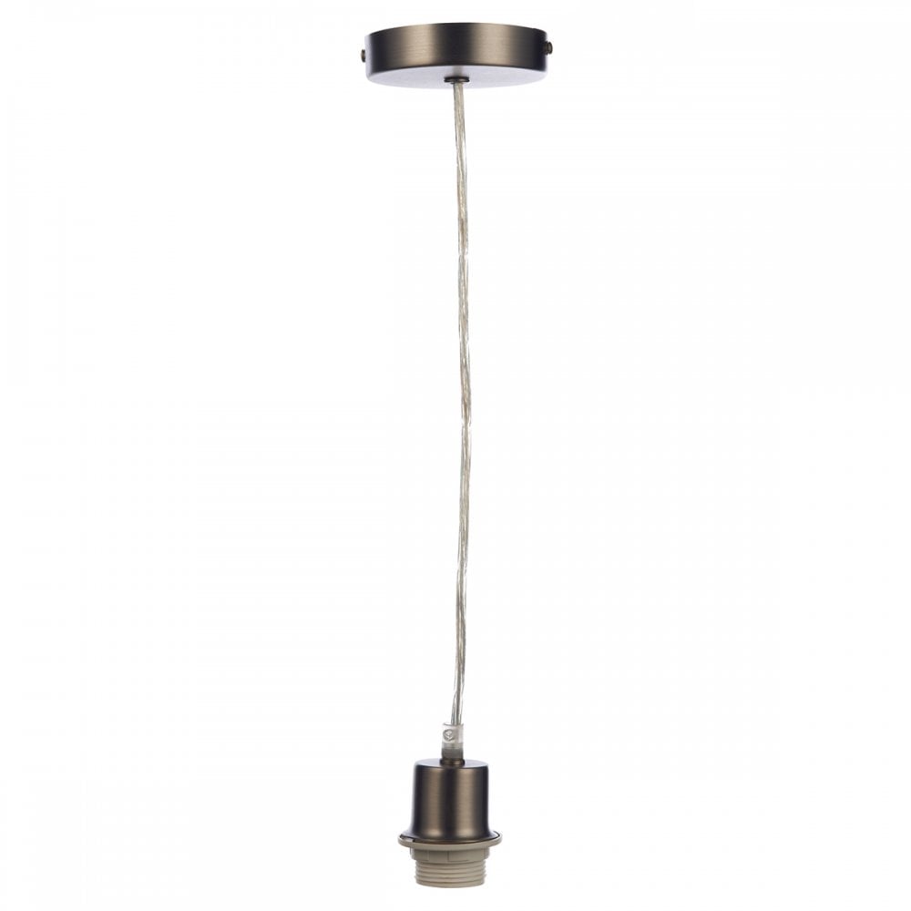 1 Light Antique Chrome E27 Suspension With Clear Cable