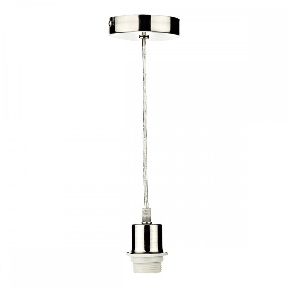 1 Light Satin Chrome E27 Suspension With Clear Cable