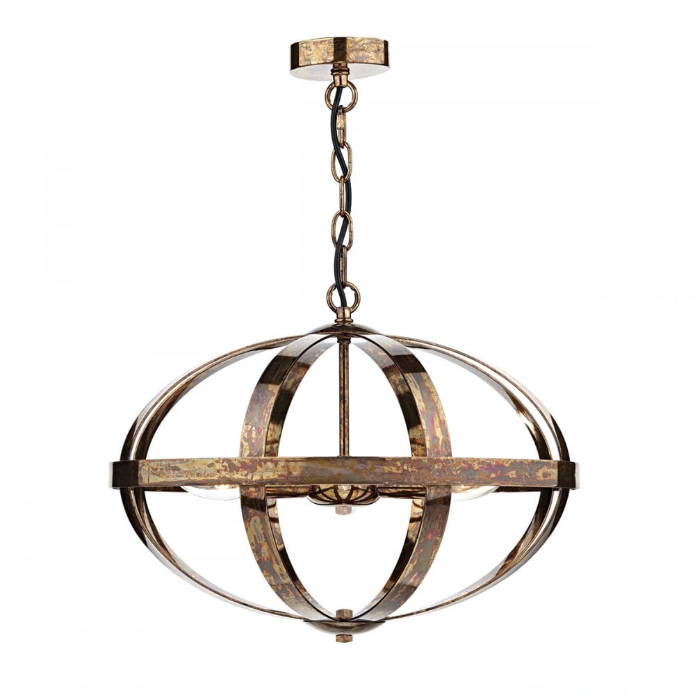 Symbol 3 Light Ceiling Pendant Petrol Copper