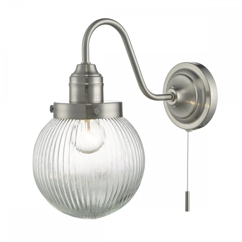 Tamara Wall Light Satin Nickel & Ribbed Glass