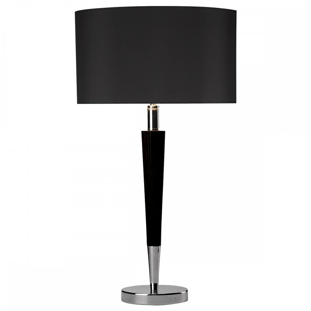 Viking Table Lamp Polished Chrome & Black complete with Black Linen Shade VIK1322