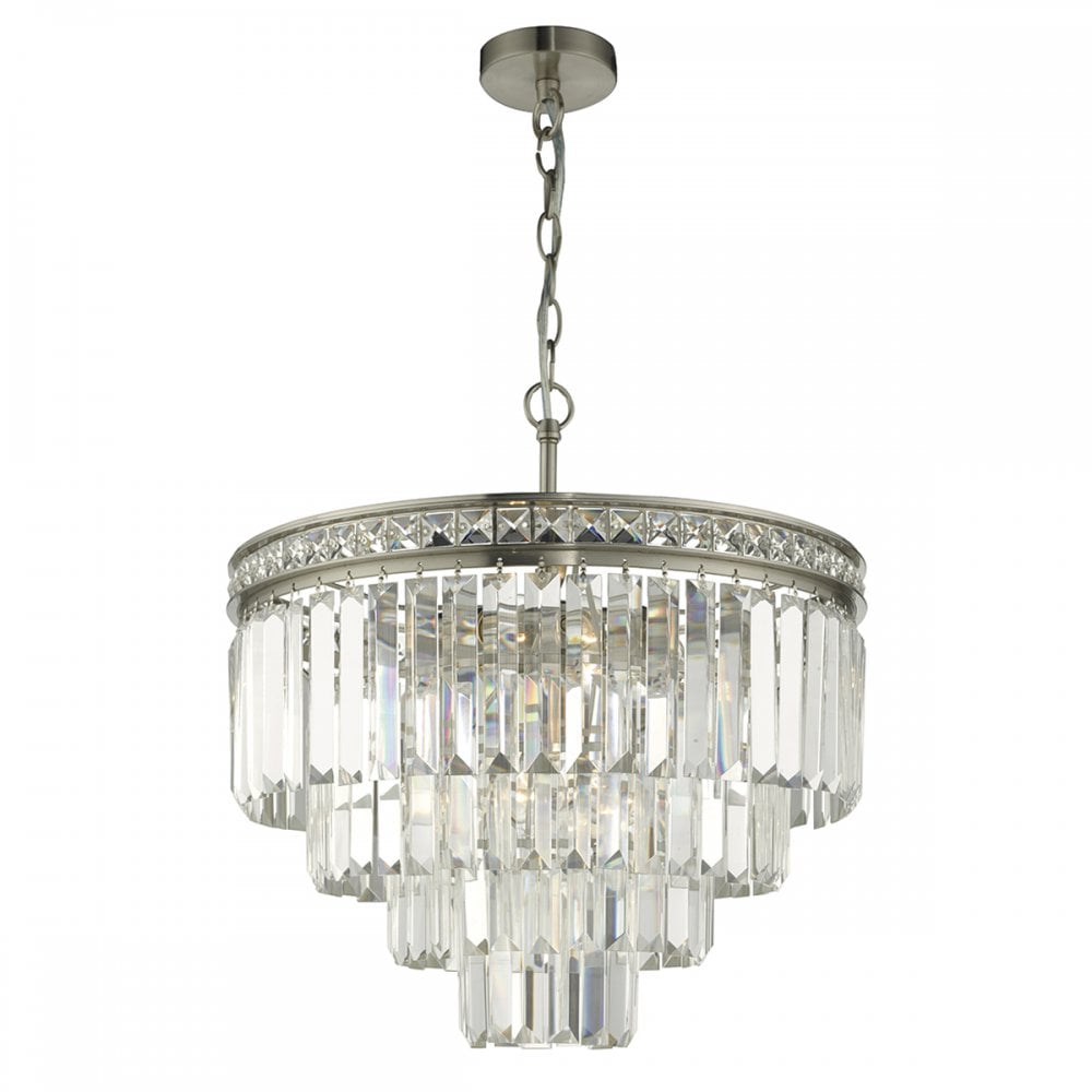 Vyana 4 Light  4 Tier Pendant Brushed Nickel and Crystal Droppers