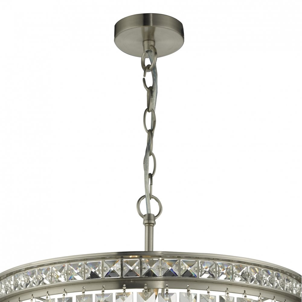 Vyana 4 Light  4 Tier Pendant Brushed Nickel and Crystal Droppers