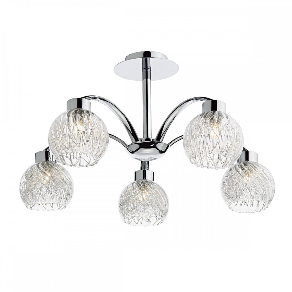 Yasmin 5 Light Semi Flush Polished Chrome