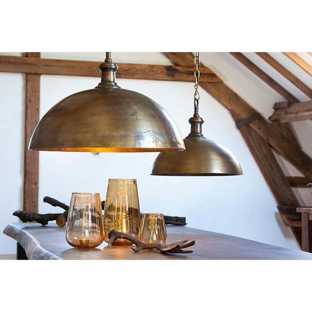 Raw Antique Brass Demi Hanging Pendant Lamp, 70Cm