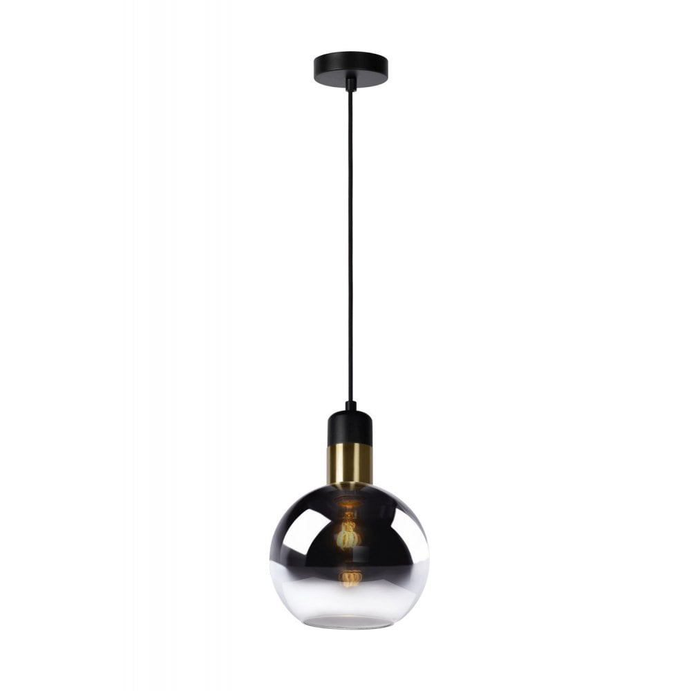 Julius Vintage Round Metal Smoke Grey Pendant Light