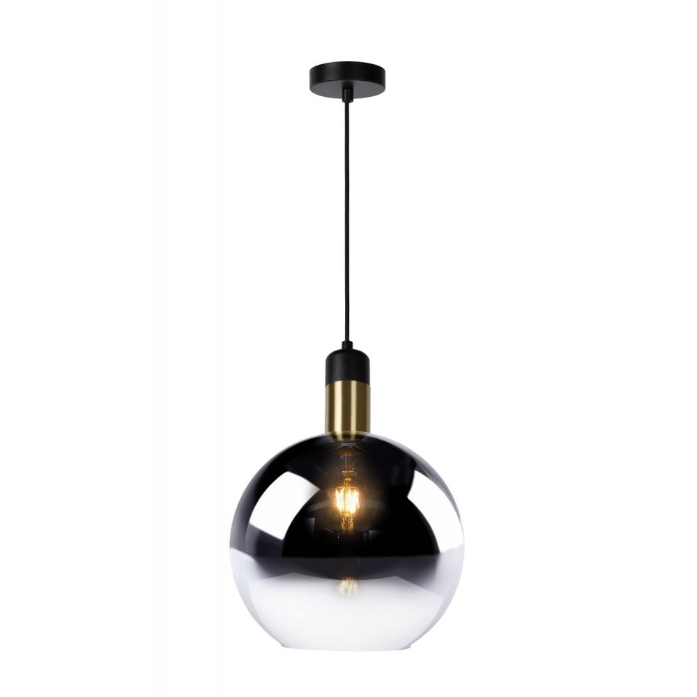 Julius Vintage Round Metal Smoke Grey Pendant Light