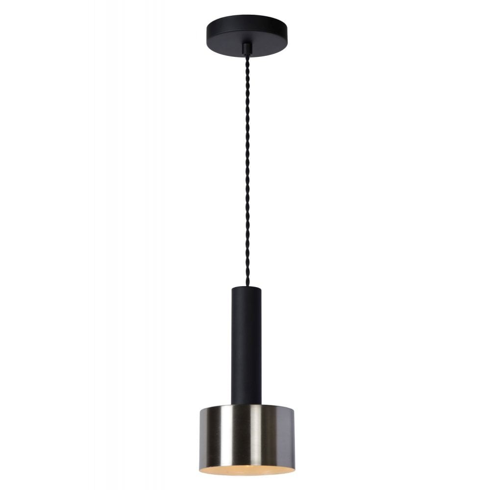 Teun Retro Cylinder Steel Black and Nickel Plated Pendant Light