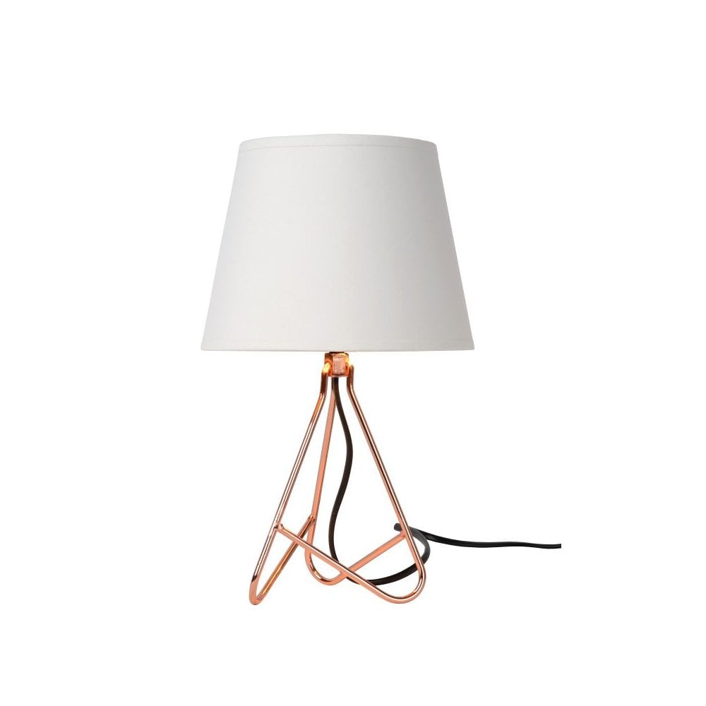 Gitta Modern Round Metal Copper and White Table Lamp