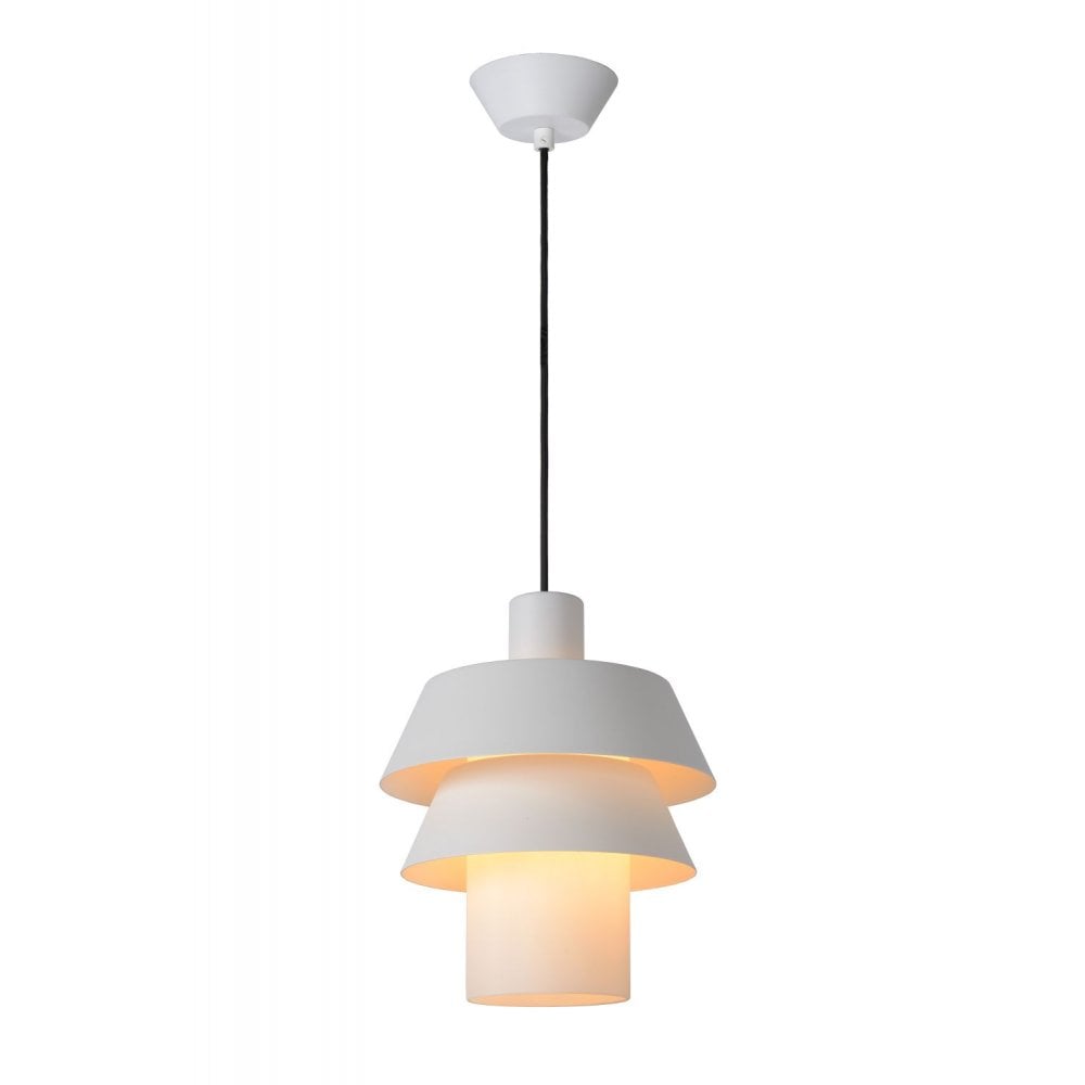 Jaden Scandinavian Round Metal White Pendant Light