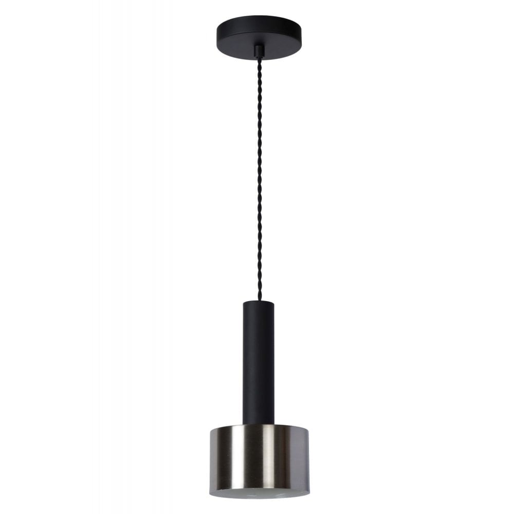 Teun Retro Cylinder Steel Black and Nickel Plated Pendant Light