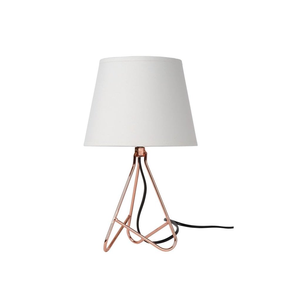 Gitta Modern Round Metal Copper and White Table Lamp