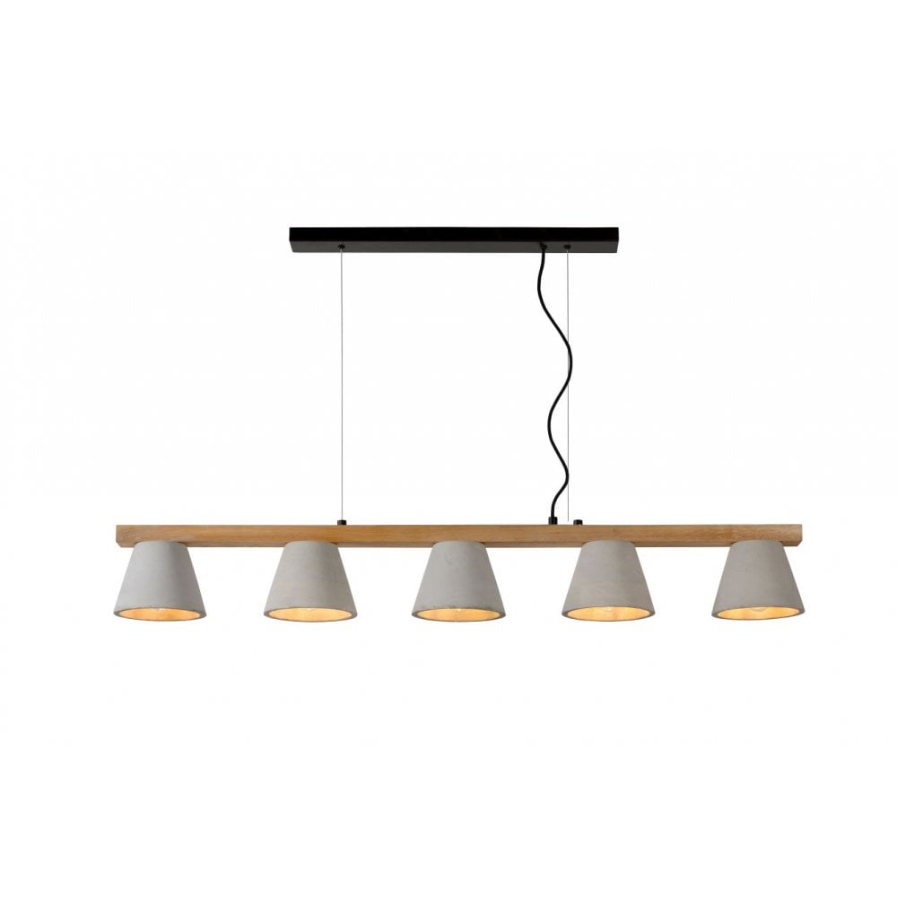 Possio Scandinavian Rectangle Wood Taupe and Light Wood Pendant Light