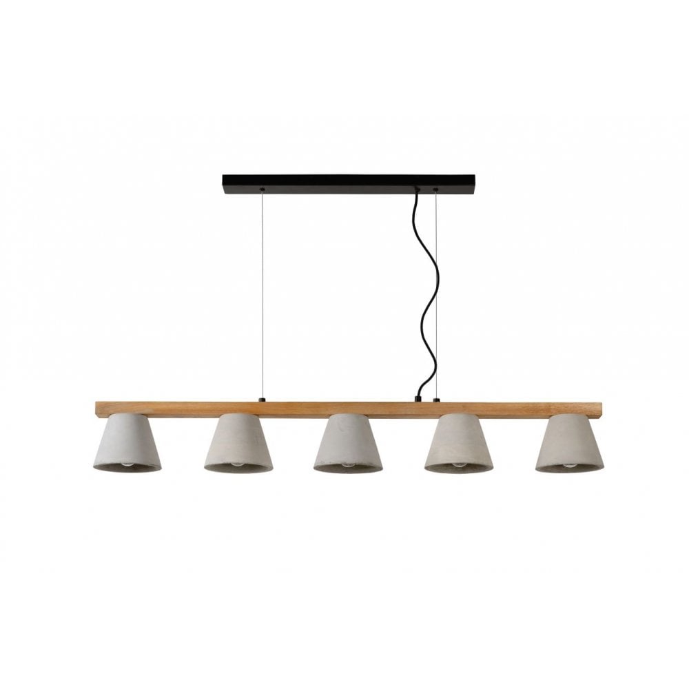 Possio Scandinavian Rectangle Wood Taupe and Light Wood Pendant Light