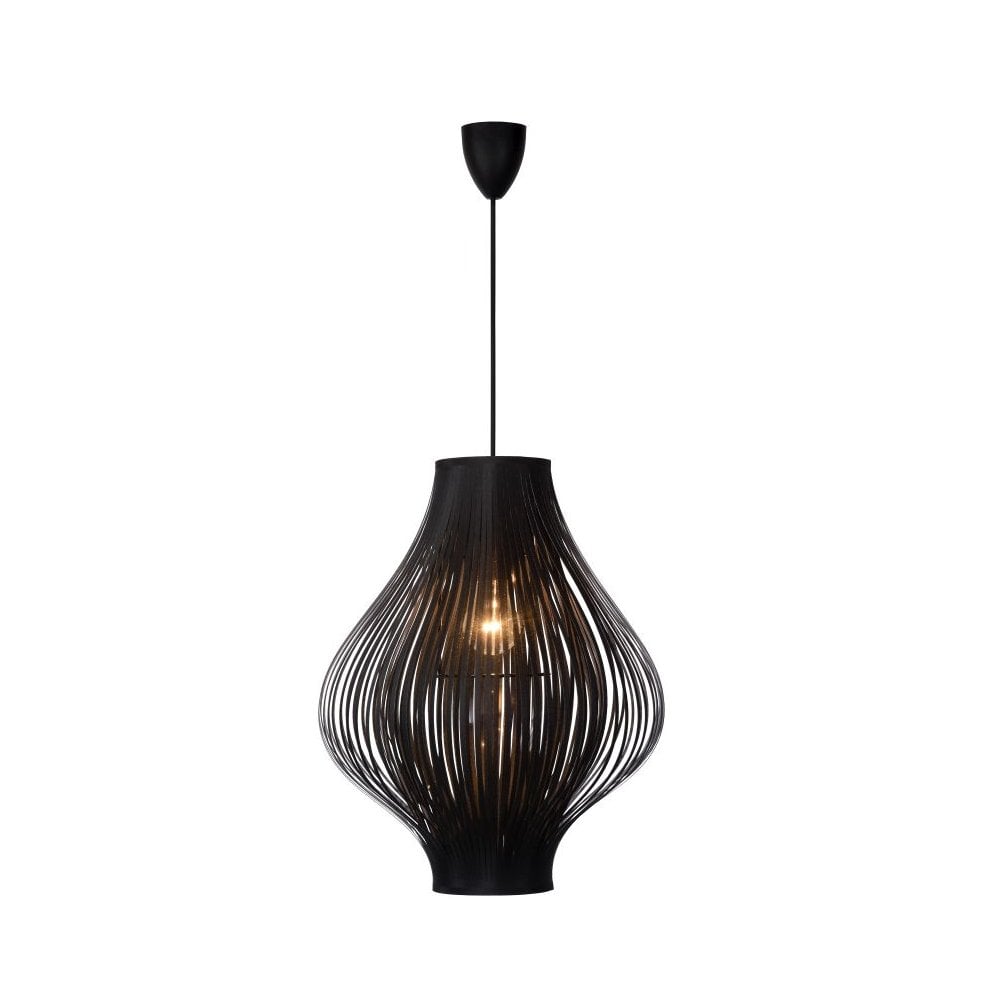 Poli Retro Round PVC Black Pendant Light