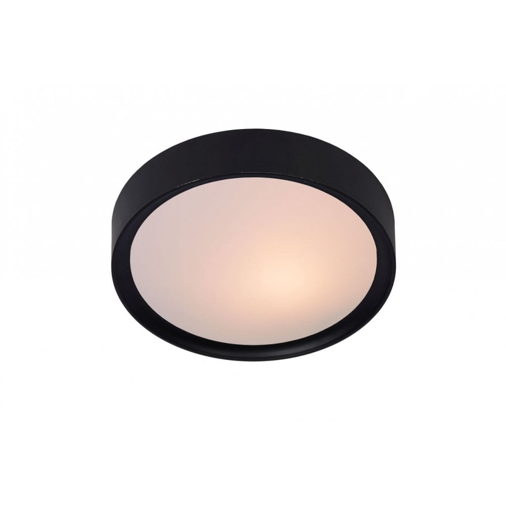 Lex Modern Round Black Flush Ceiling Light