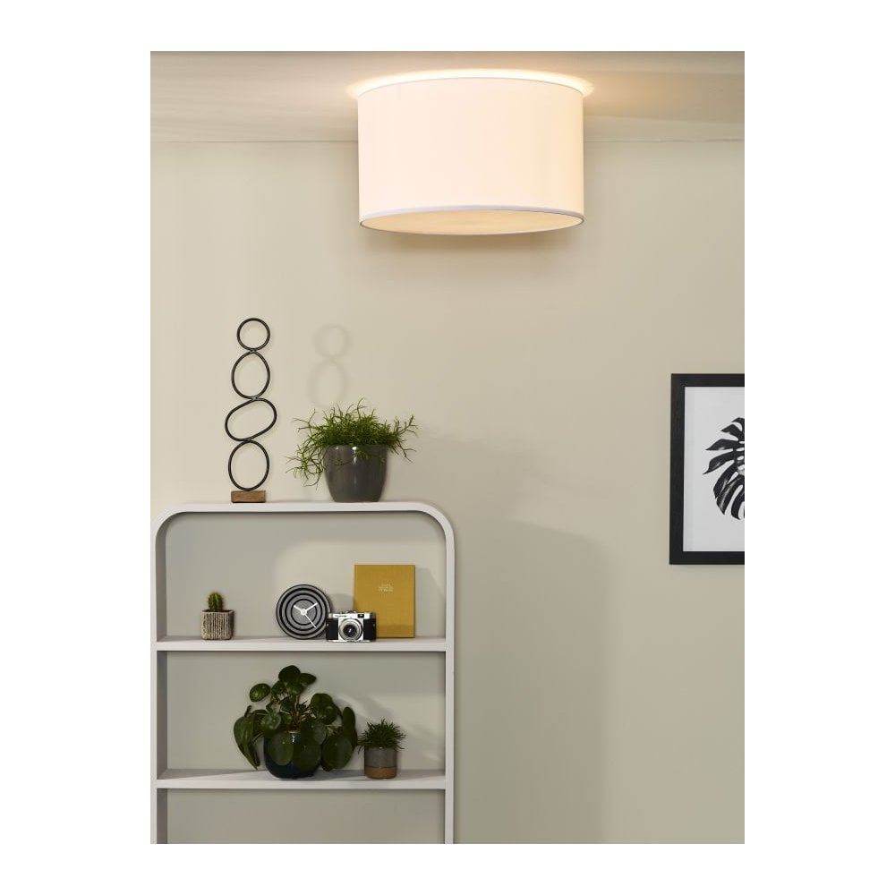 Coral Modern Round Cotton White Flush Ceiling Light