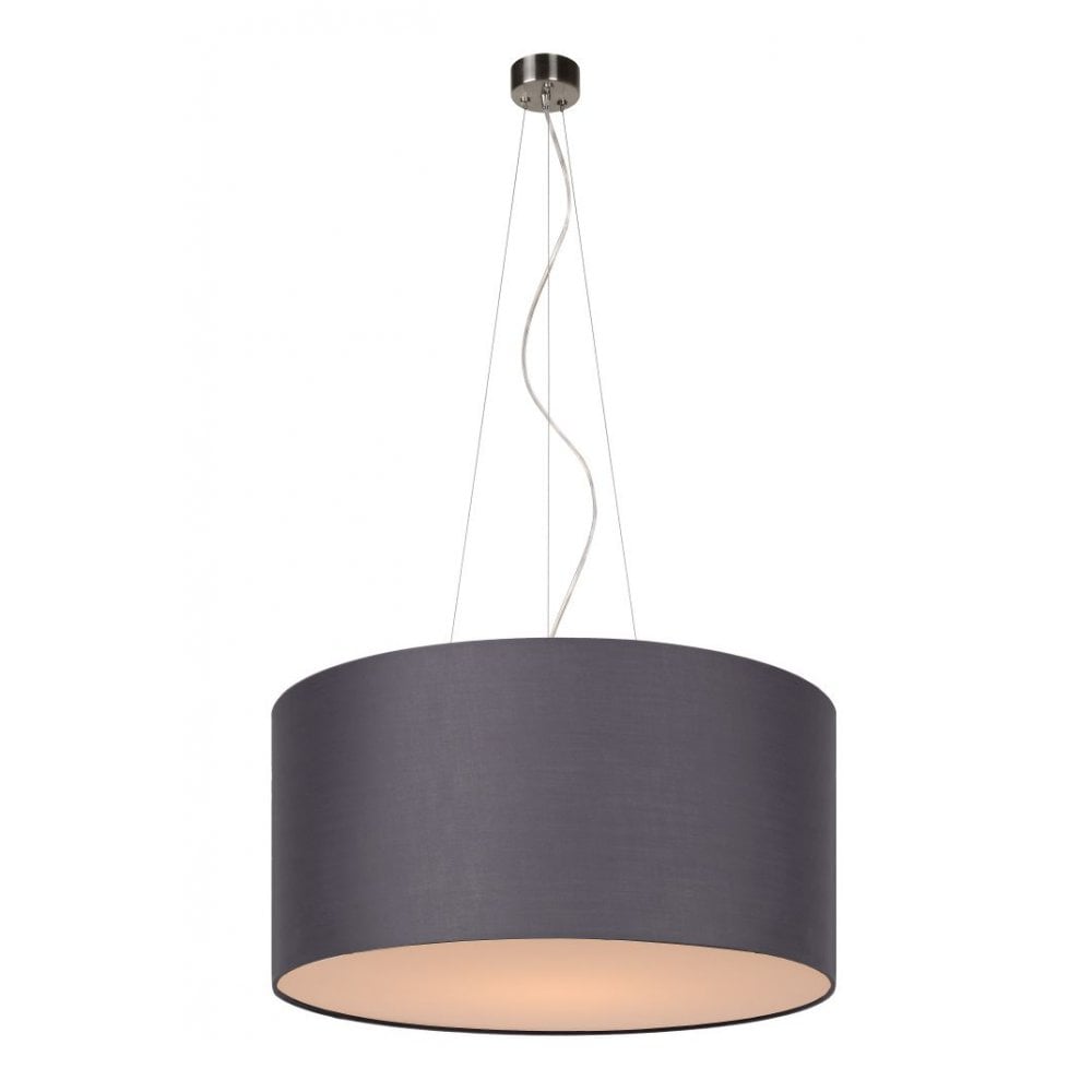 Coral Cottage Round Cotton Grey Pendant Light