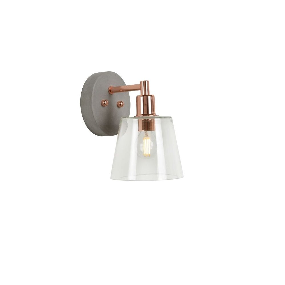 Vitri Vintage Round Glass Copper and Grey Wall Light