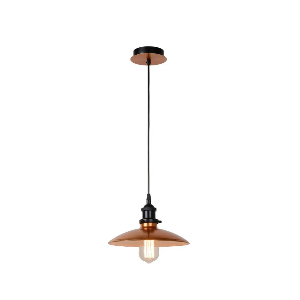 Bistro Vintage Round Metal Copper and Black Pendant Light