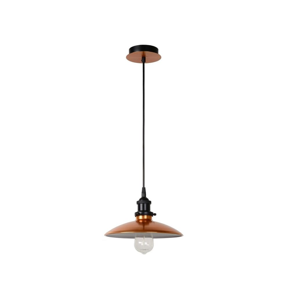 Bistro Vintage Round Metal Copper and Black Pendant Light