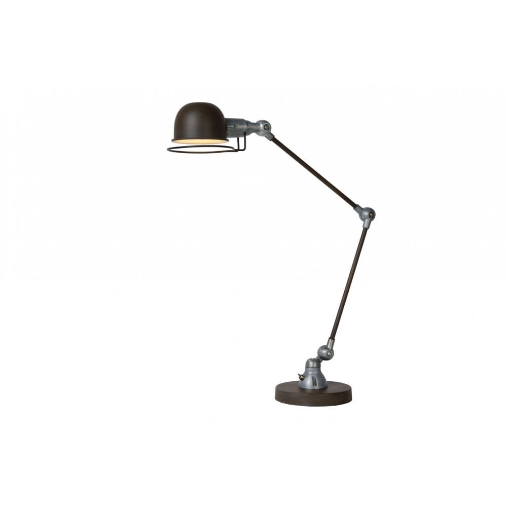 Honore Industrial Round Metal Rust Brown and Grey Desk Lamp