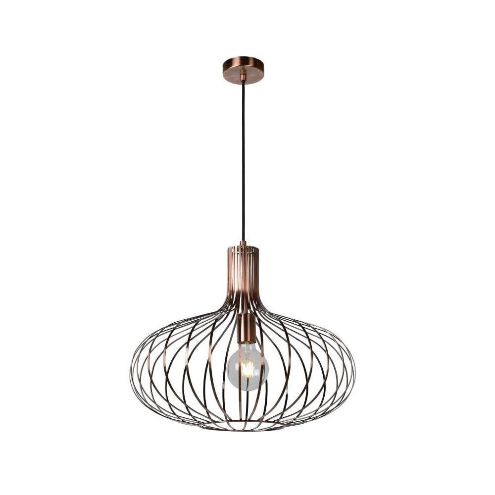 Manuela Vintage Round Metal Copper and Black Pendant Light