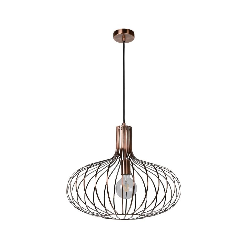 Manuela Vintage Round Metal Copper and Black Pendant Light