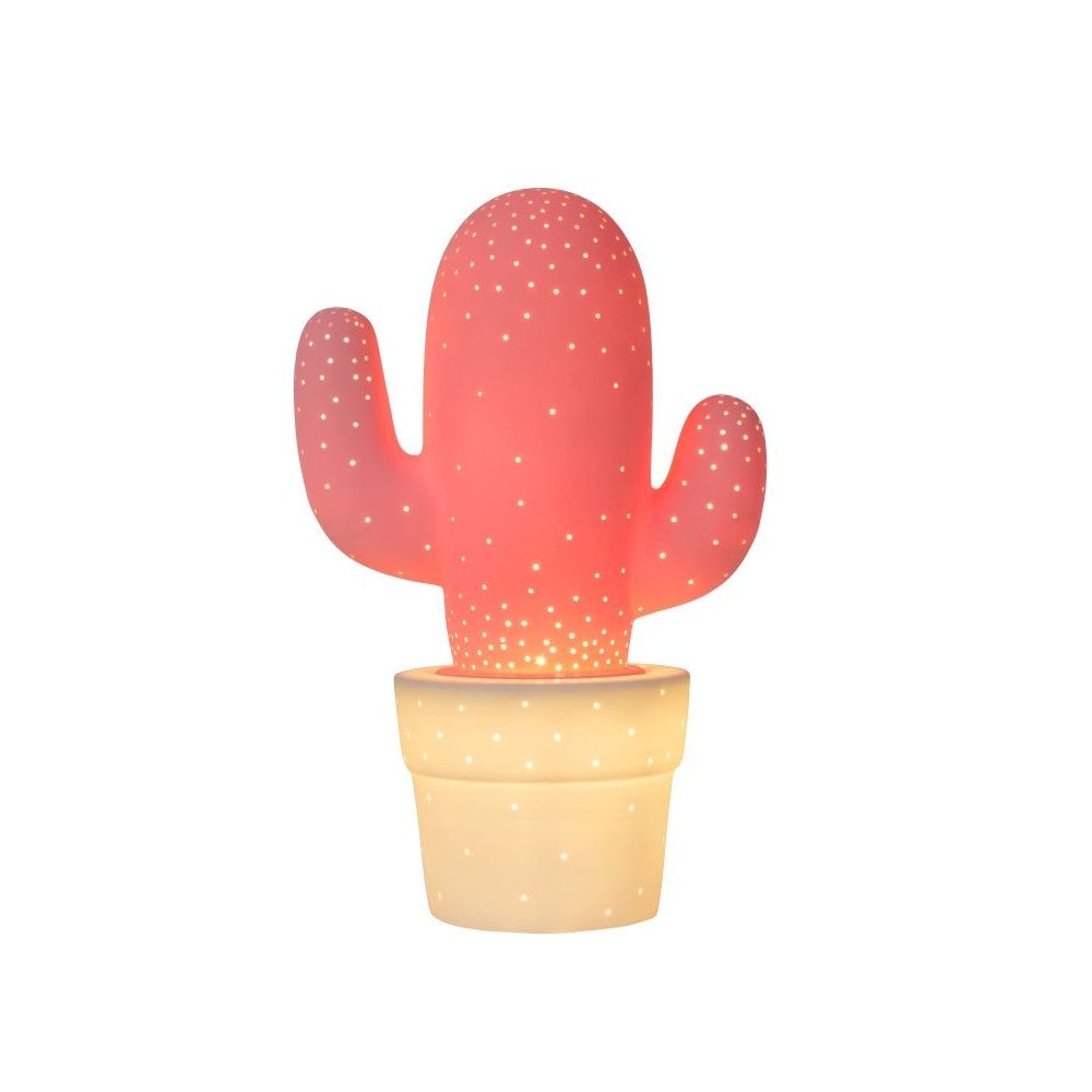 Cactus Retro Ceramics Pink Table Lamp