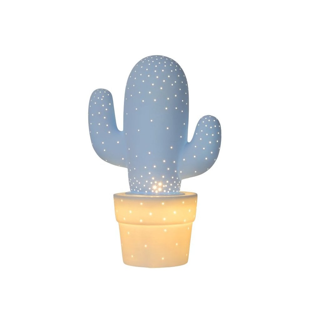 Cactus Retro Ceramics Pastel Blue Table Lamp