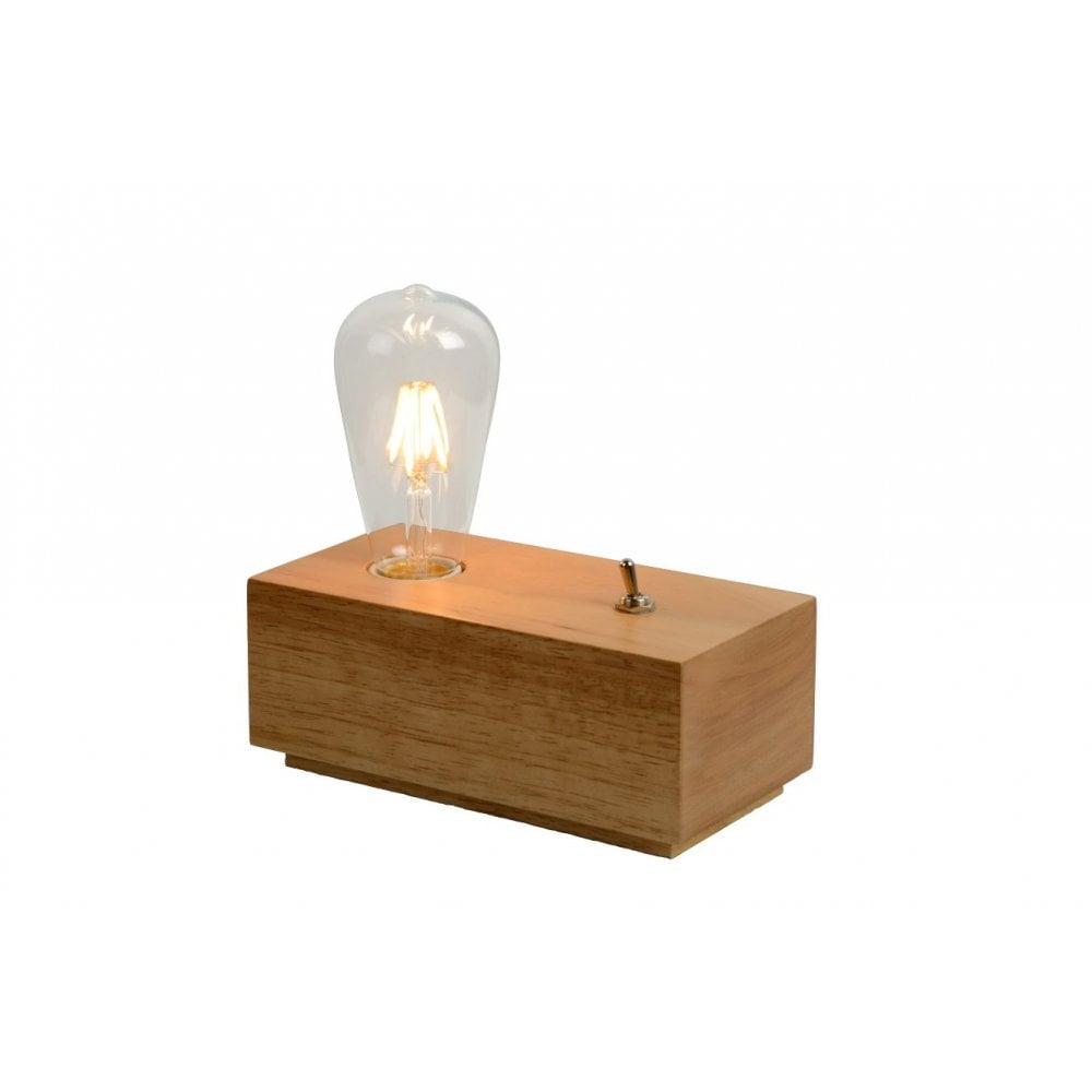 Edison Retro Rectangle Wood Light wood Table Lamp