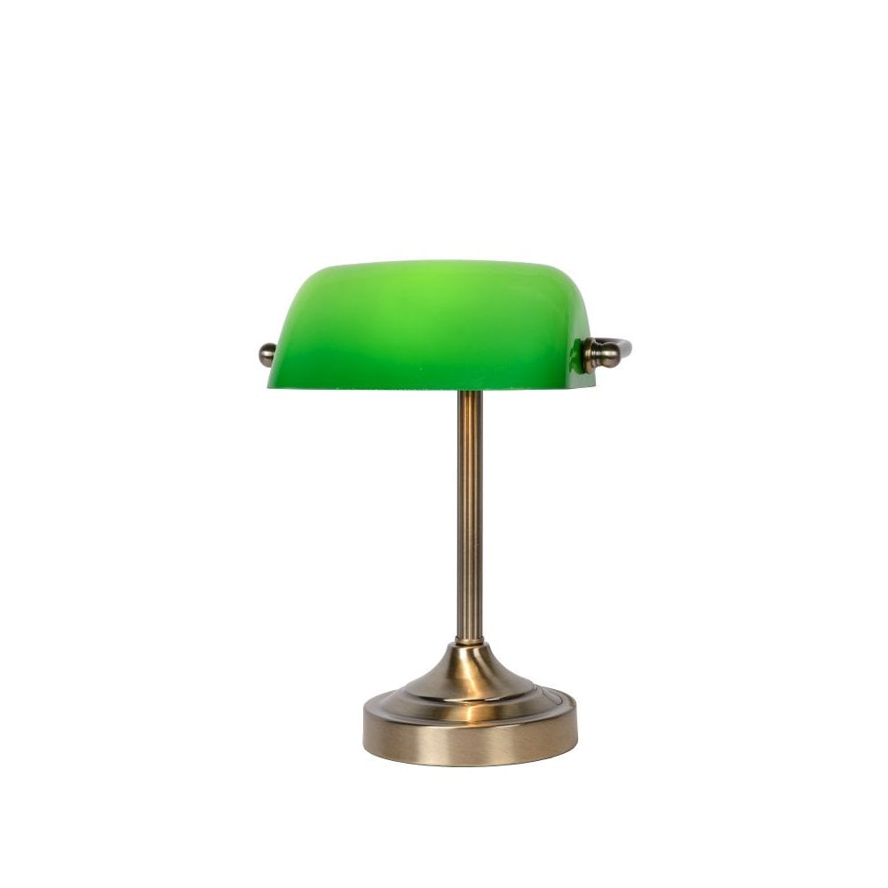 Banker Classic Metal Bronze and Green Desk Lamp