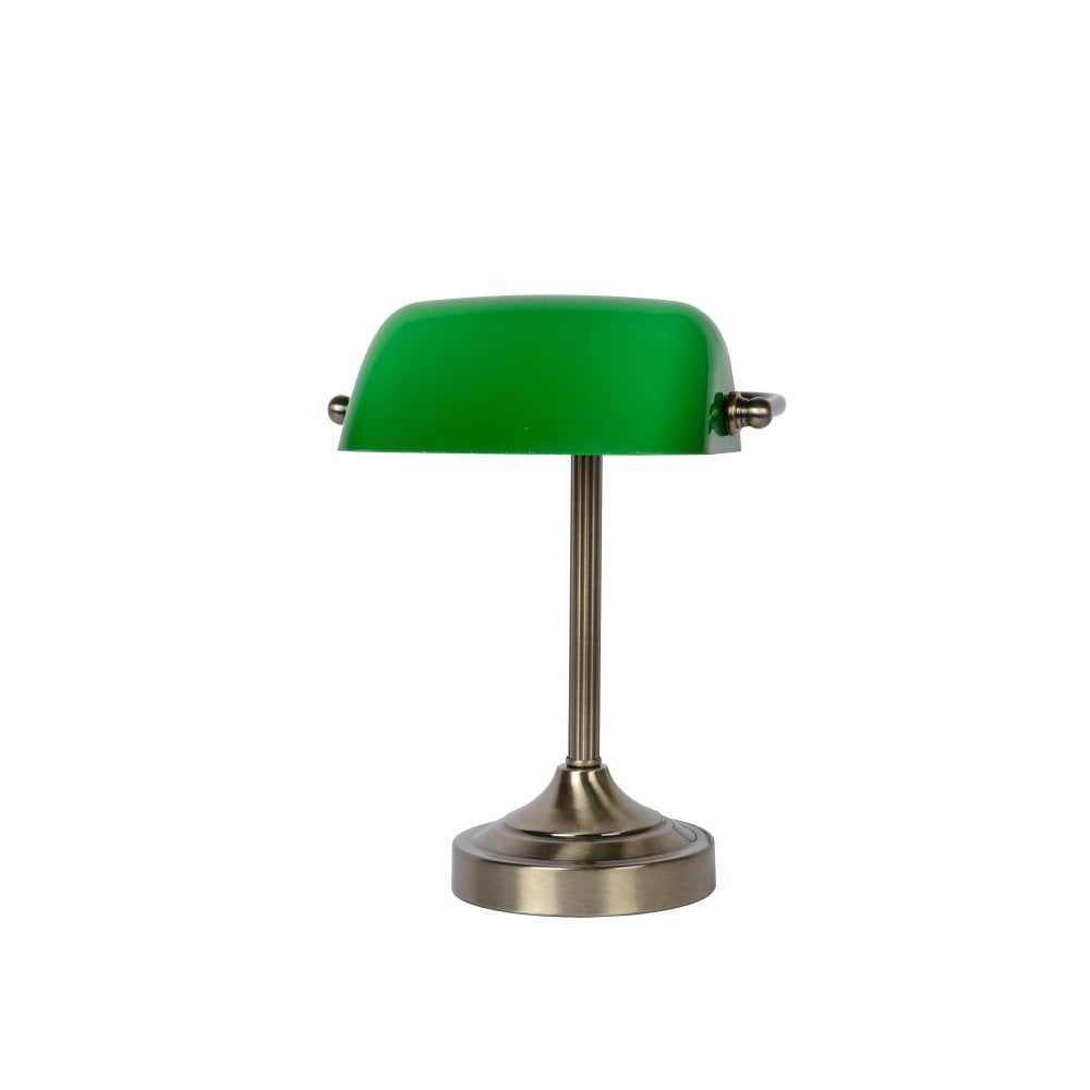 Banker Classic Metal Bronze and Green Desk Lamp