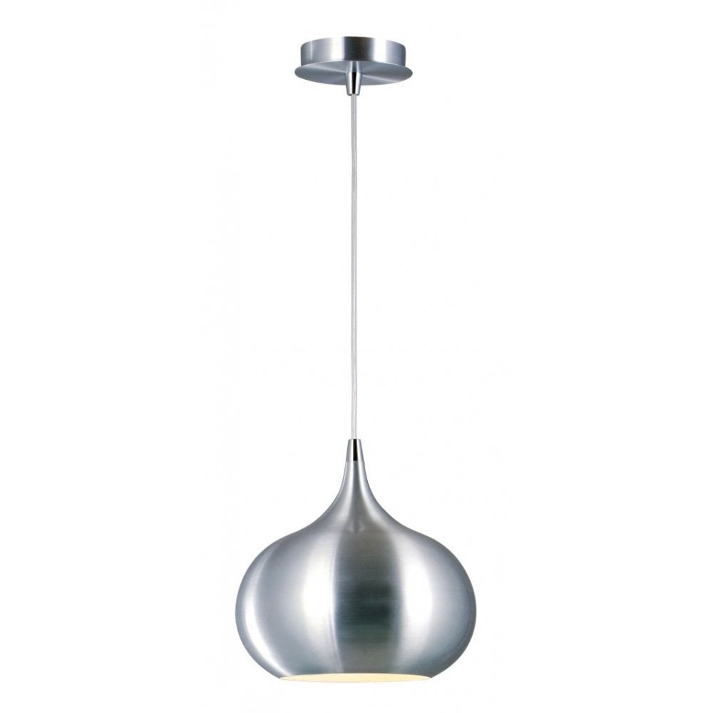 Riva Modern Round Metal Satin Chrome Pendant Light