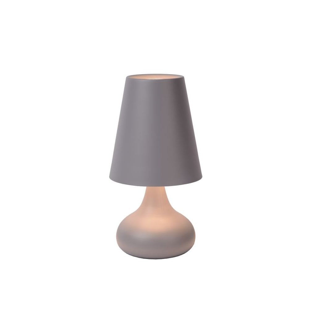 Isla Retro Round Metal Grey Table Lamp