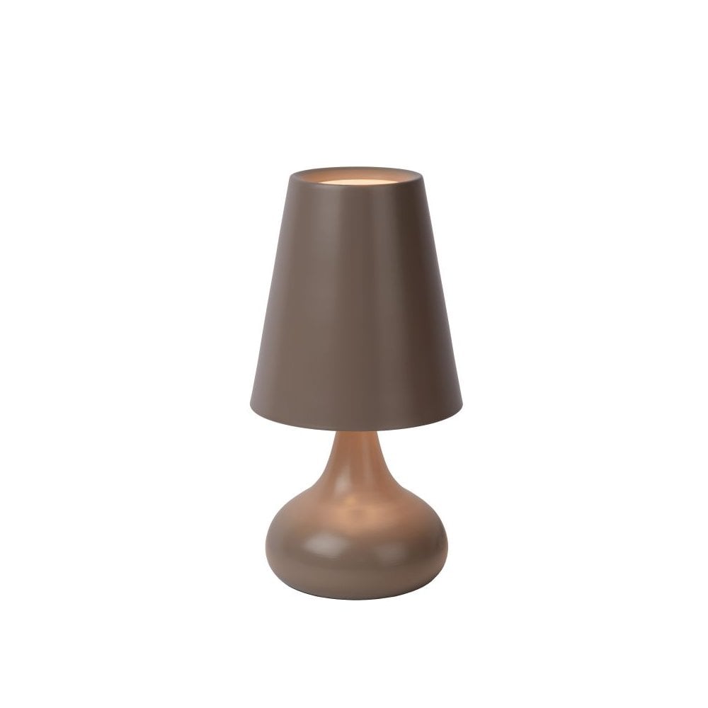 Isla Retro Round Metal Taupe Table Lamp