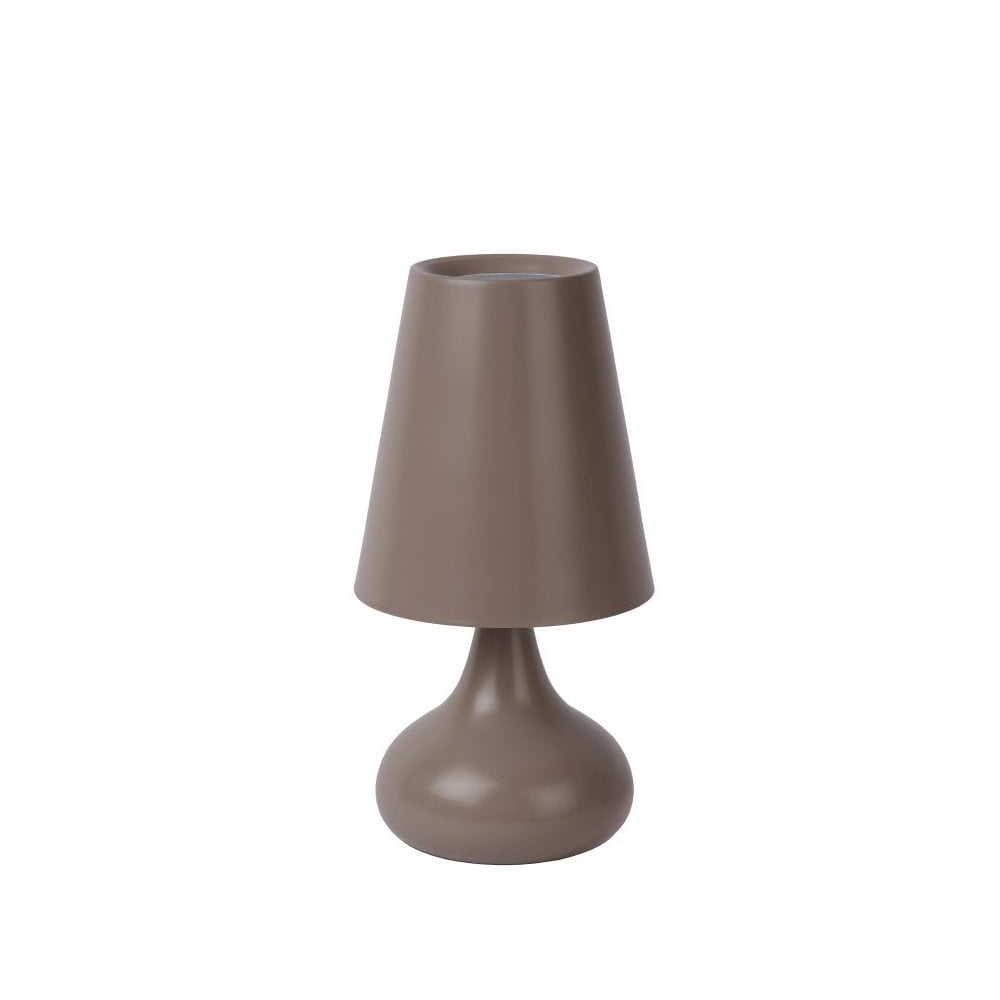 Isla Retro Round Metal Taupe Table Lamp