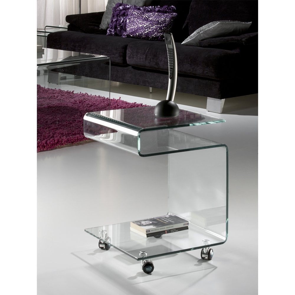 Clear Glass S Shaped Side Table