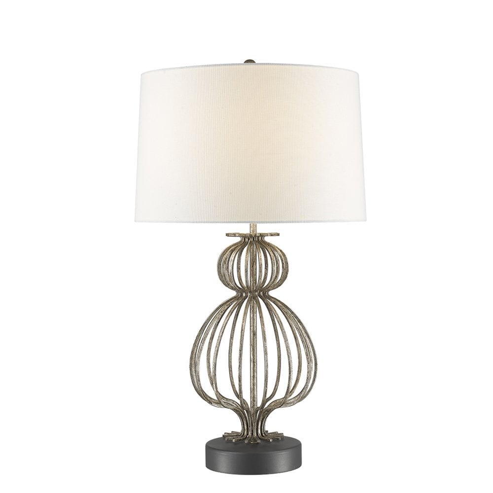 Gilded Nola Lafitte Distressed Silver Steel Body on Gunmetal Steel Base Table Lamp