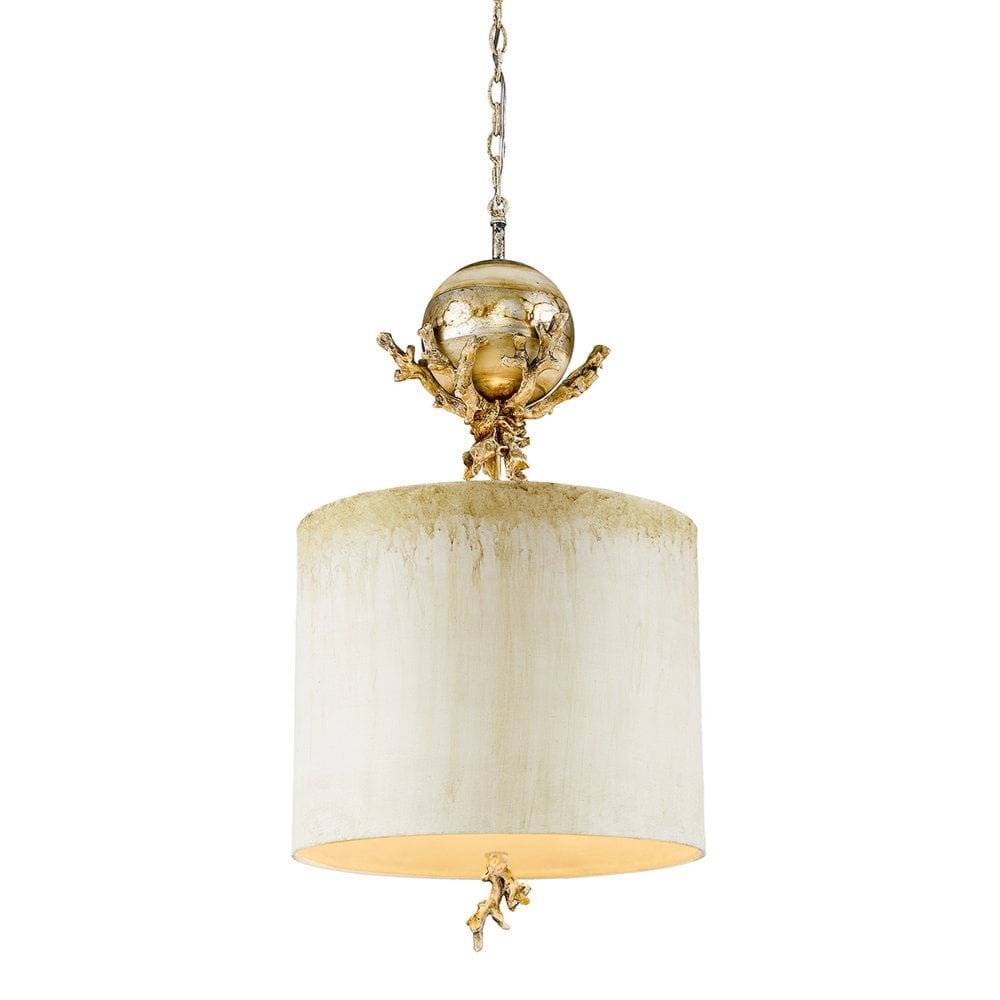 Trellis Single Light Pendant - Putty Patina &amp; Silver Leaf