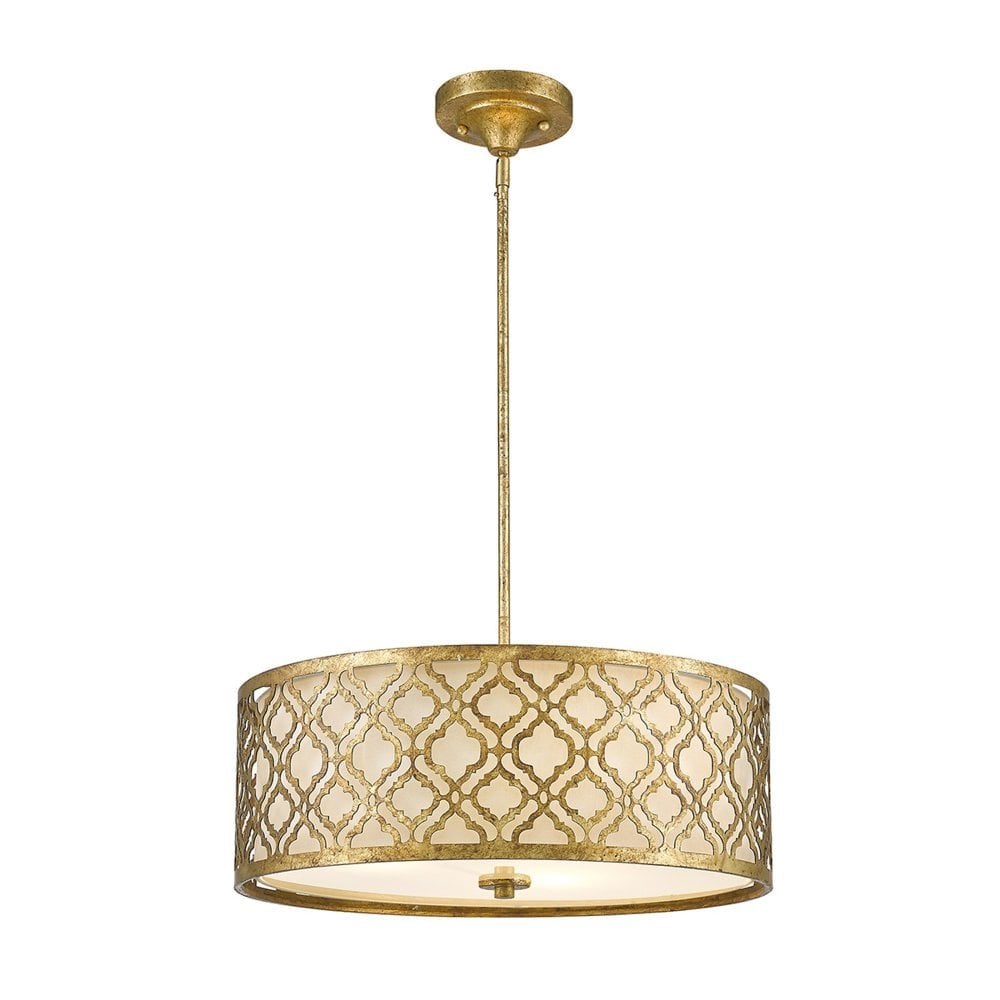 Gilded Nola Arabella 3 Light Duo-Mount Large Pendant - Distressed Gold