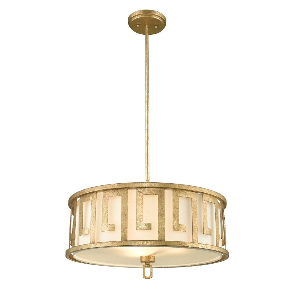 Gilded Nola Lemuria 3 Light Duo-Mount Large Pendant - Distressed Gold