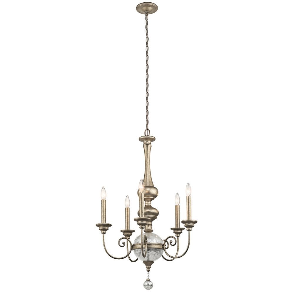 Rosalie 5 Light Chandelier - Sterling Gold