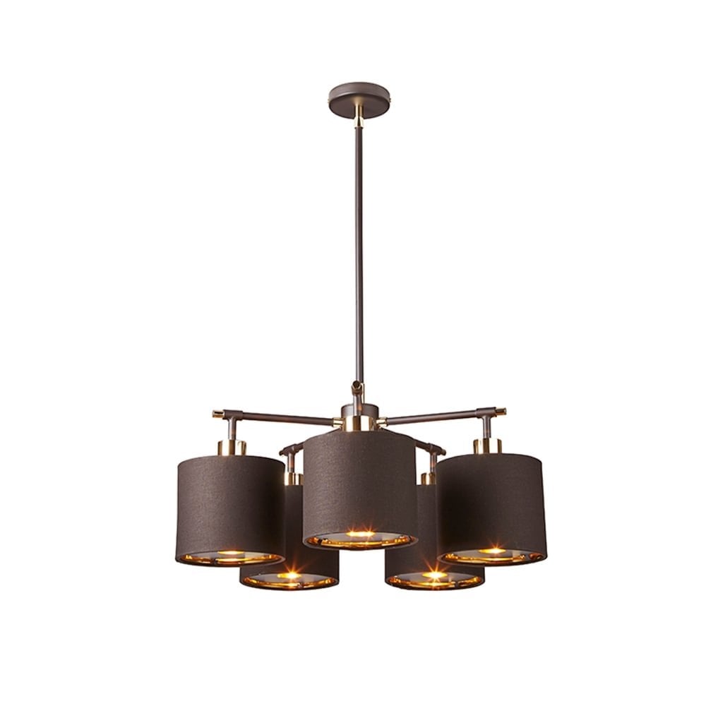 Balance 5 Light Chandelier Brown/Polished Brass