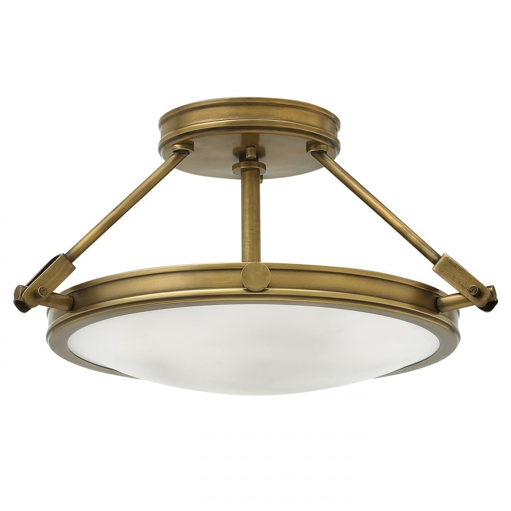 Collier Medium Flush Ceiling Light Heritage Brass