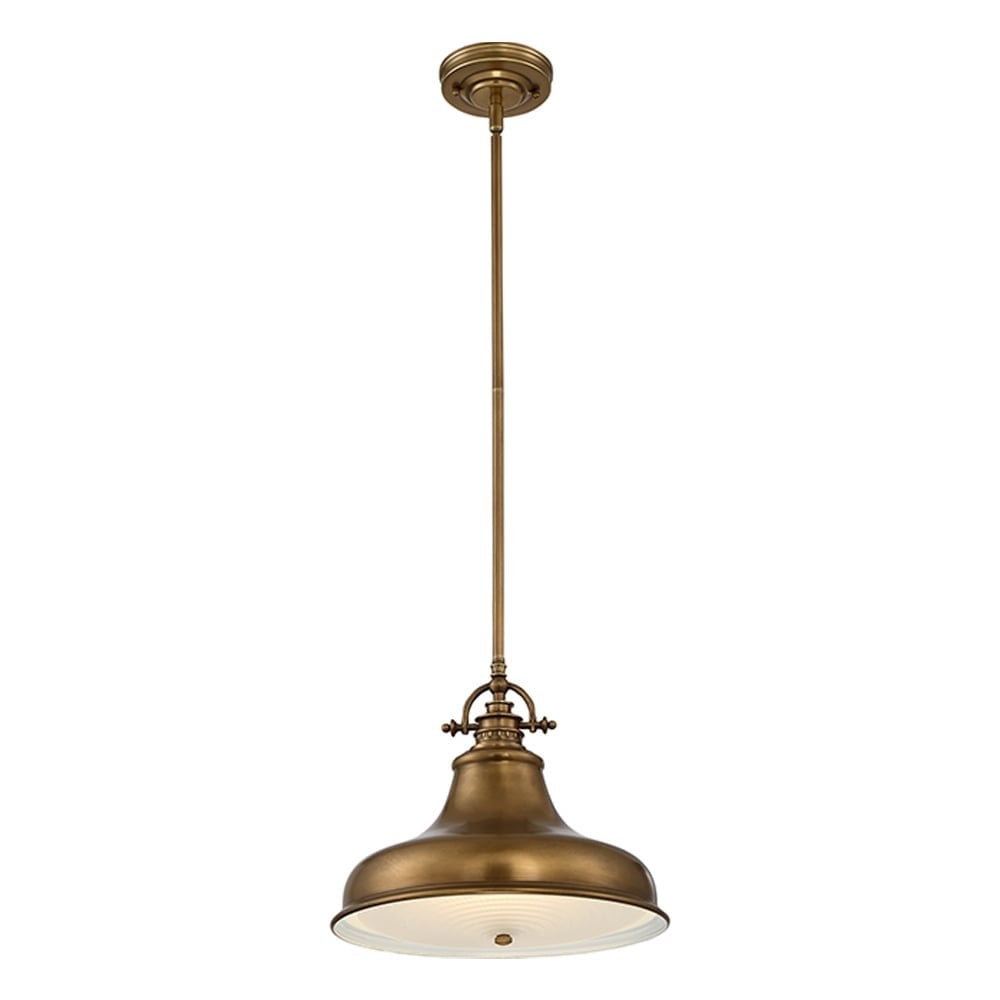 Emery Single Medium Pendant Weathered Brass