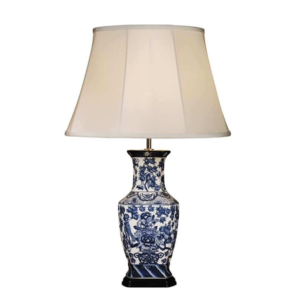 Blue Hexagon Vase Table Lamp - Shade included