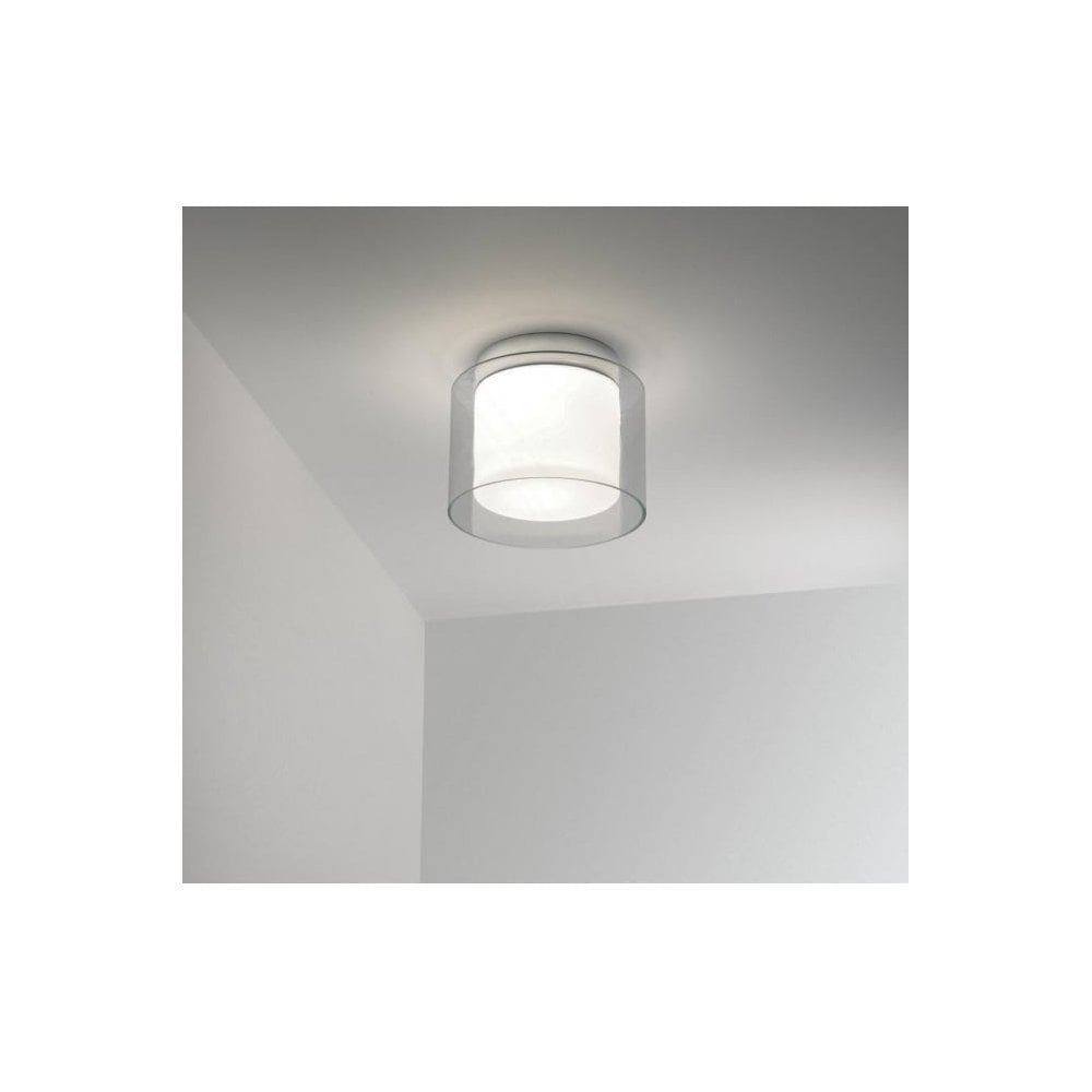 Arezzo Clear and Frosted Glass Ceiling Drum Light