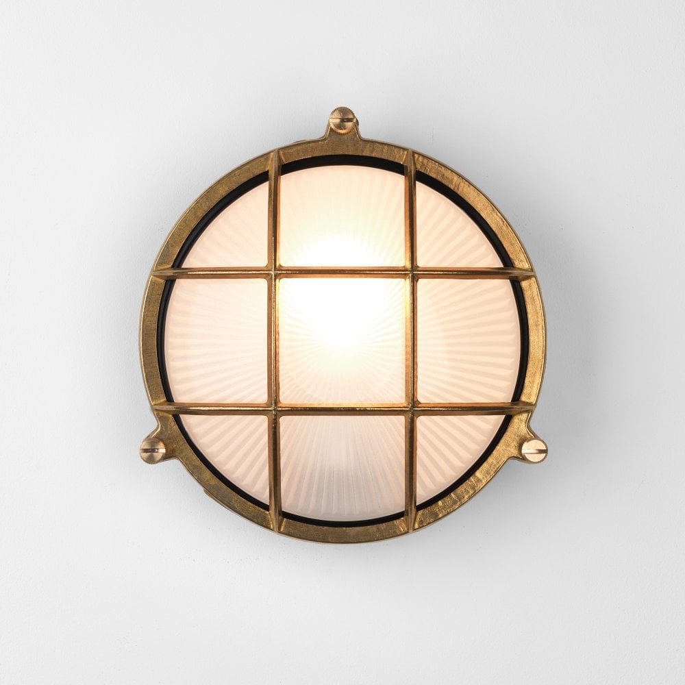 Thurso Round Outdoor Wall Light Brass